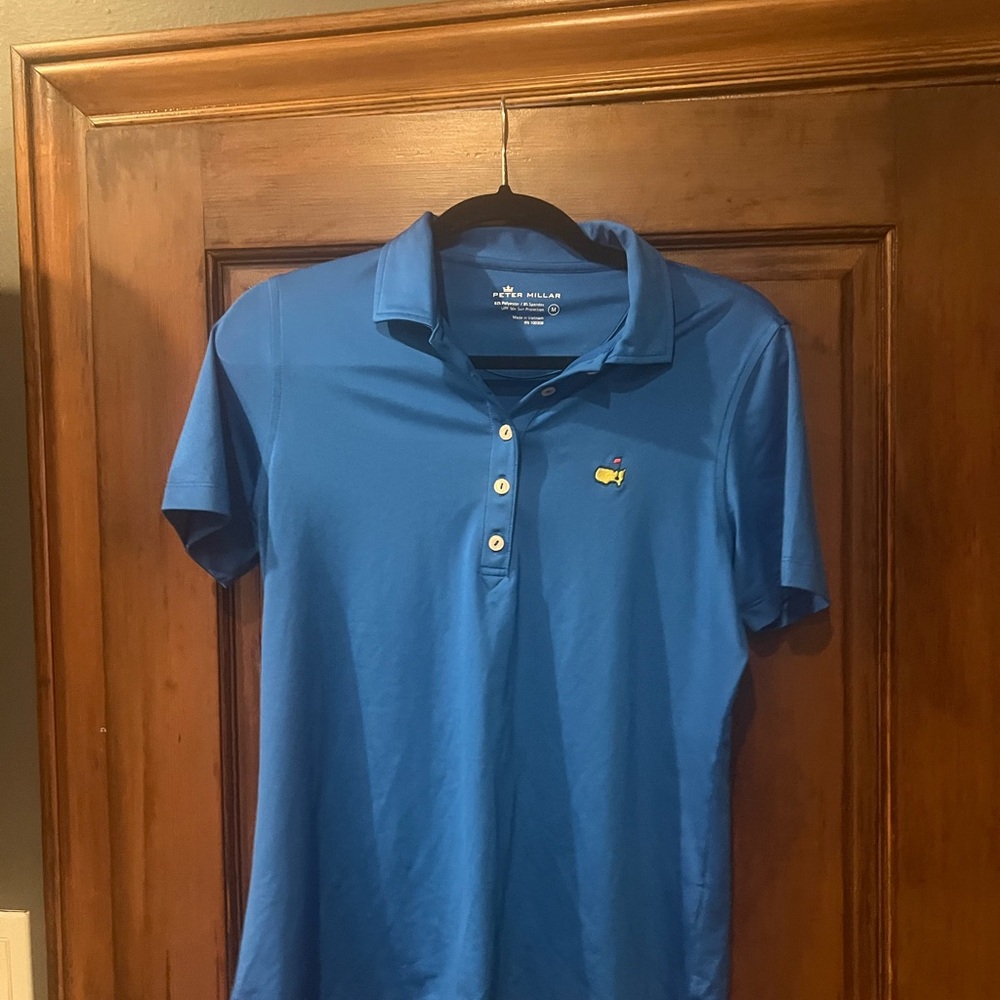 Peter Millar Vibrant Blue Golf Polo with masters logo